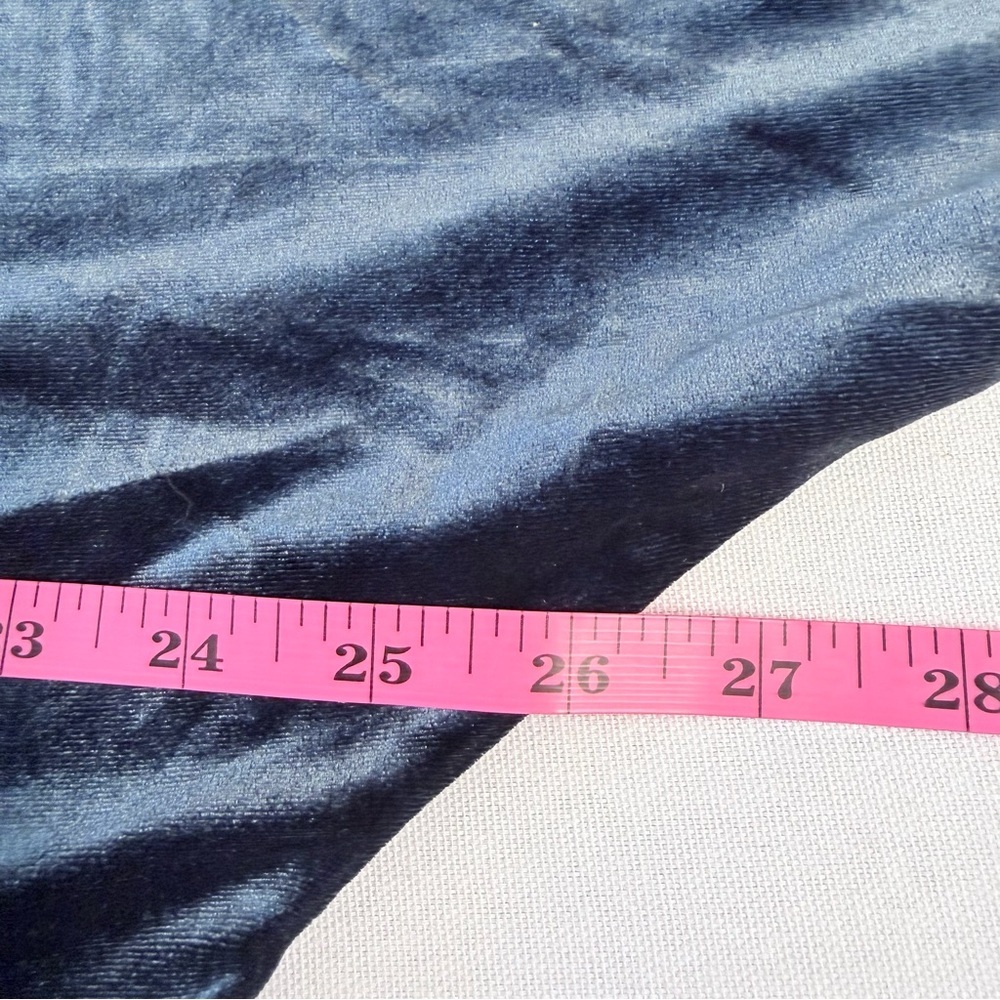 World Market Blue Asymmetrical One Shoulder Dark Blue Velvety Boho Blouson Top L - Picture 4 of 6